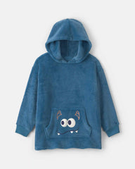 Boys Monster Fleece Loose Fit Pajama Hoodie - Blue