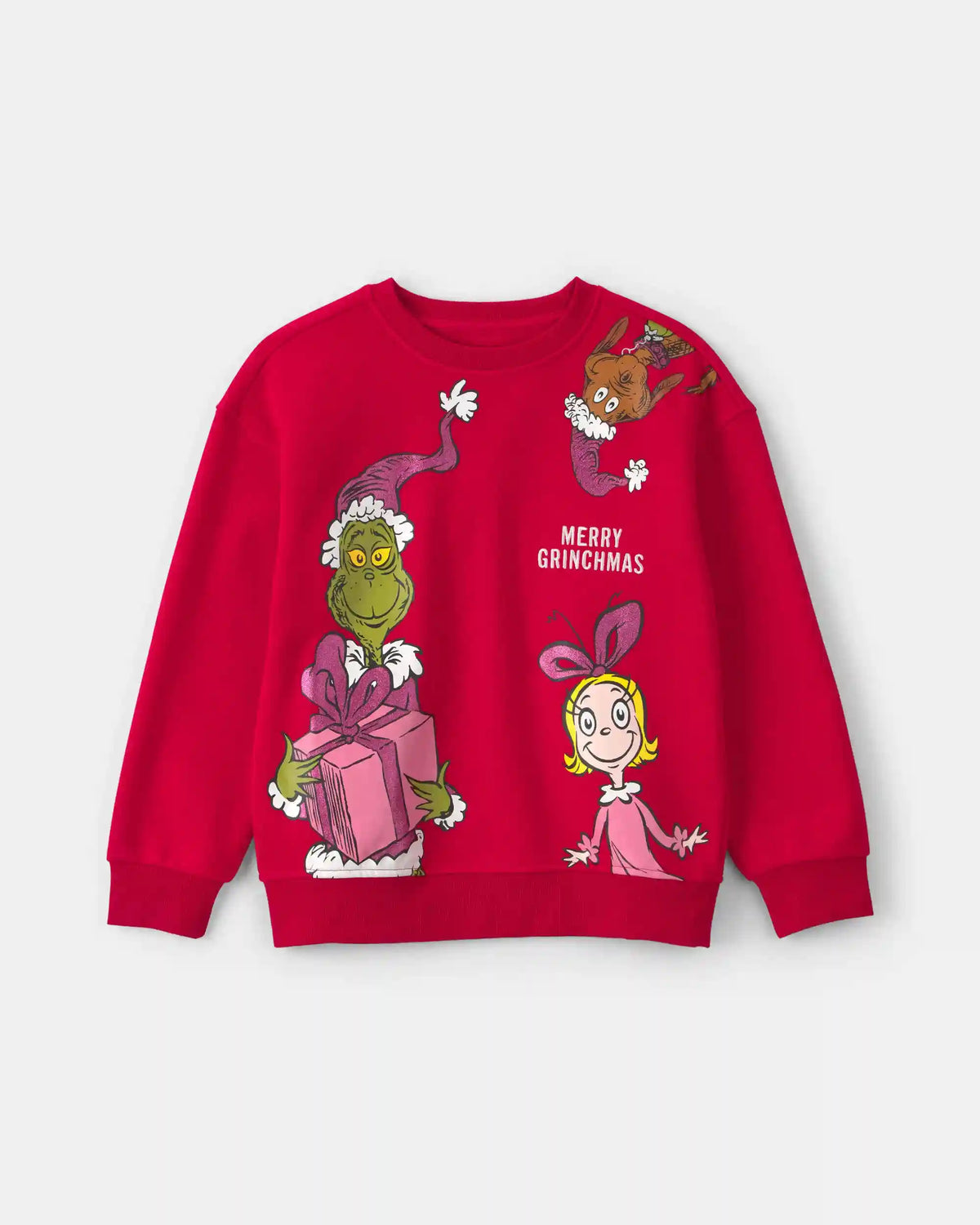 Girls Dr. Seuss™ The Grinch Christmas Fleece Pullover Sweatshirt - Red