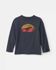 Boys 'Wild West' Dinosaur Long-Sleeve Graphic Tee - Navy Blue
