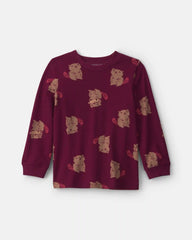 Toddler Boy Beaver Long-Sleeve Tee - Burgundy