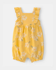 Baby Girl Floral Daisy Romper - Yellow