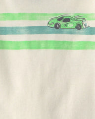 Toddler Boy Cars 100% Cotton 6-Piece Pajama Sets - Green/Cream