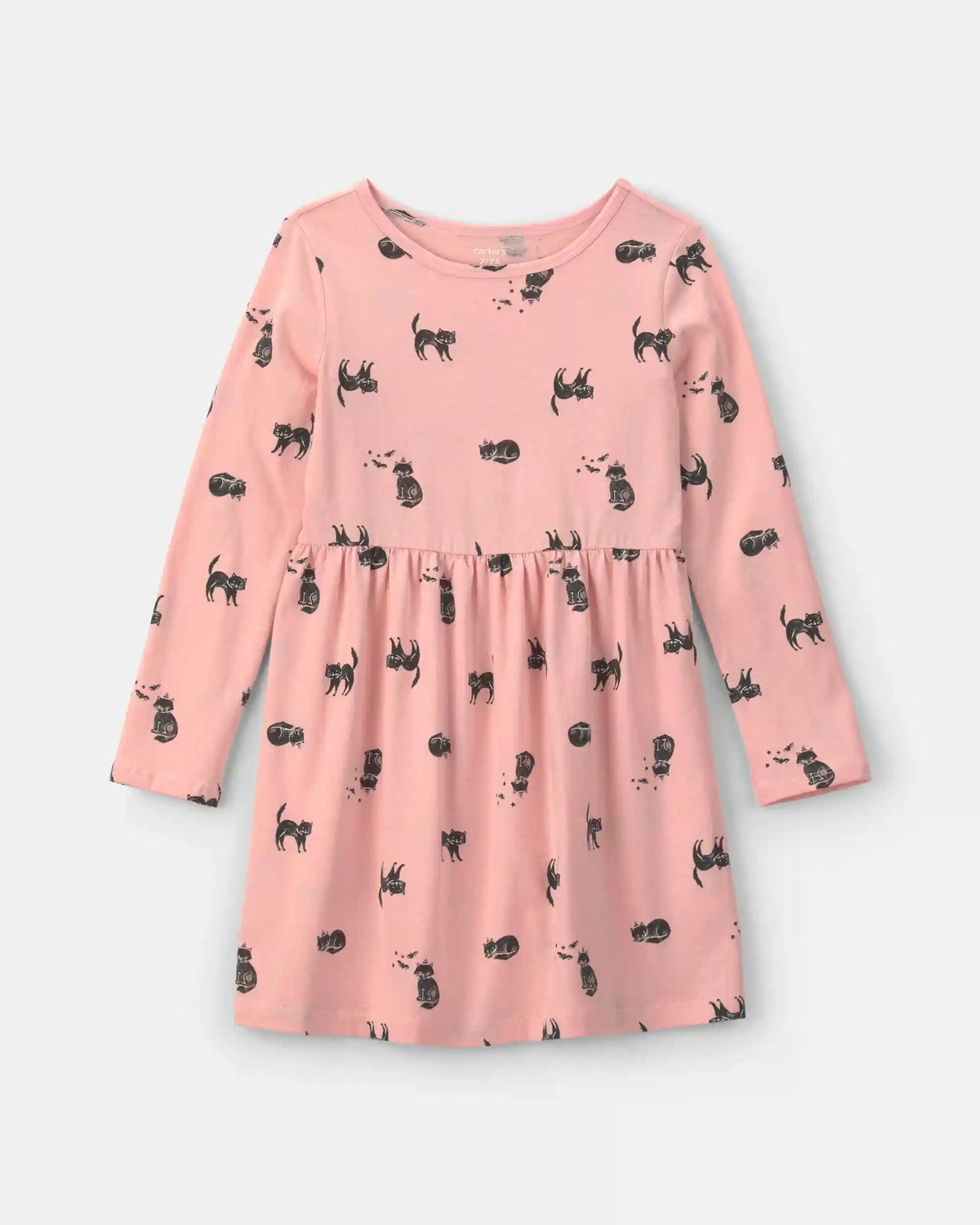 Girls Halloween Cat Long-Sleeve Dress - Pink