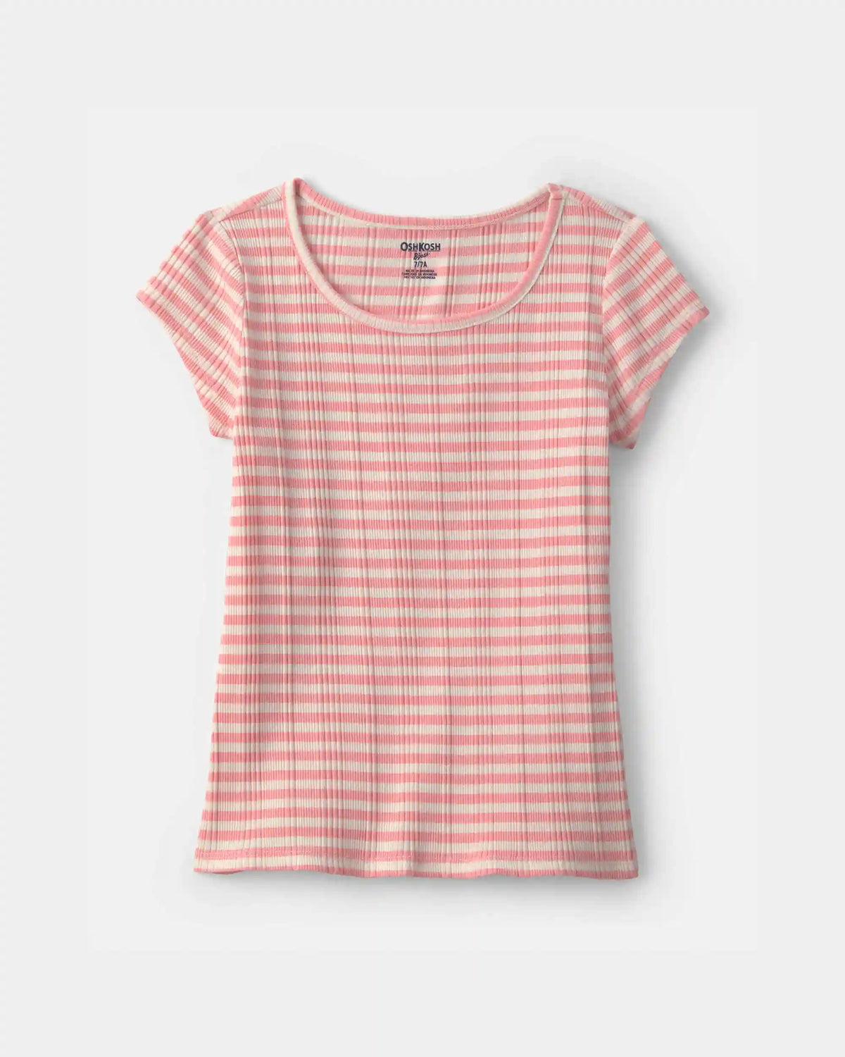 Girls Stripe Ribbed Tee - Pink