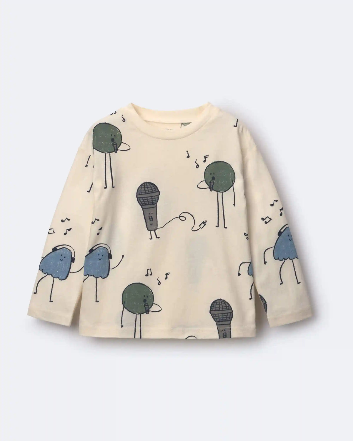 Toddler Long-Sleeve Relaxed Graphic Tee in Music Squish - Cream