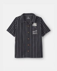Boys 2-Piece Striped Button-Down Shirt & Short Set - Black