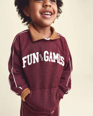 Toddler Boy 'Fun & Games' Pullover Sweatshirt - Burgundy
