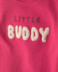 Baby Boy 2-Piece 'Little Buddy' Bodysuit & Pant Set - Red/Grey