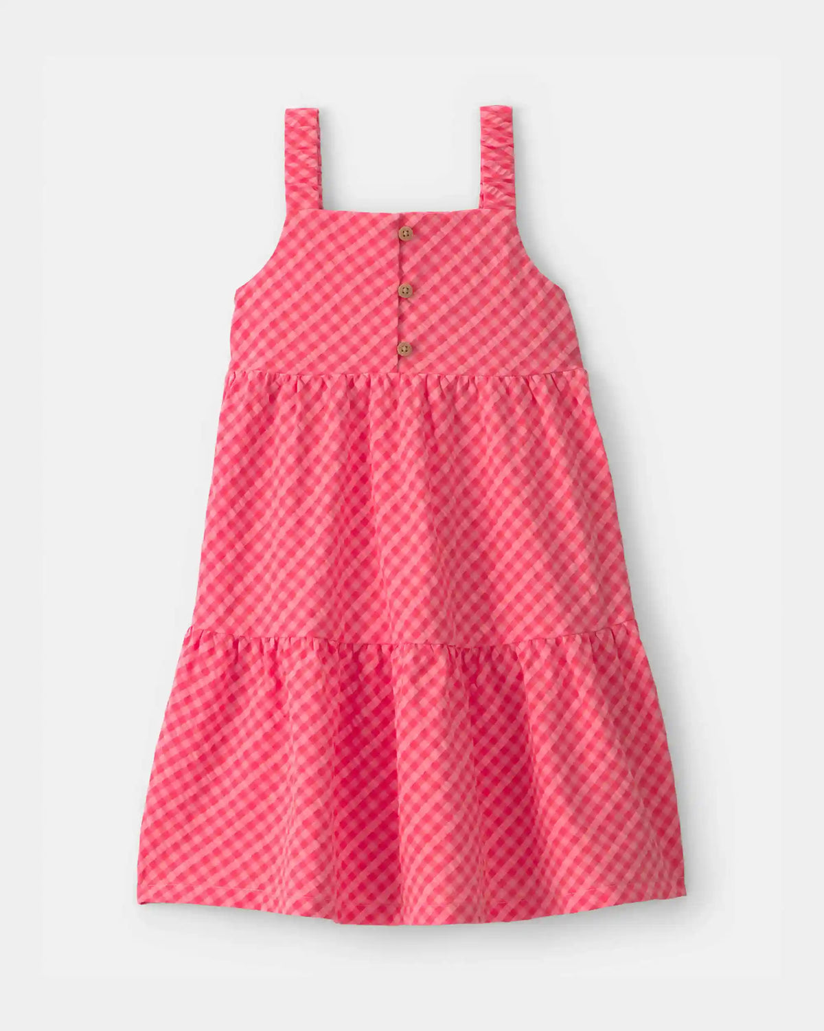 Toddler Girl Gingham Tiered Dress - Coral