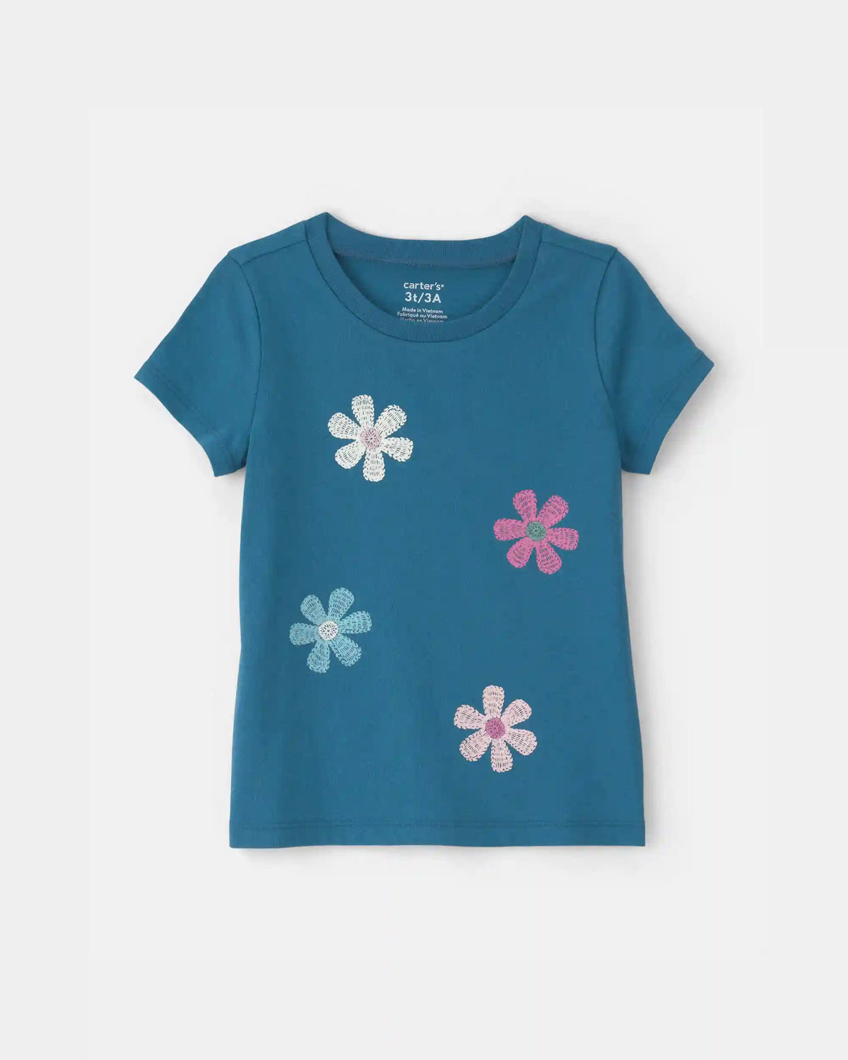 Toddler Girl Flower Graphic Tee - Blue