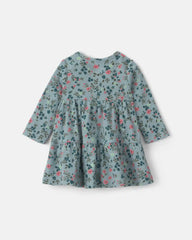 Baby Girl 3-Piece Floral Thermal Dress Set - Blue