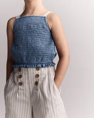 Toddler Girl Sailor Pant in Stripes - Cream/Grey