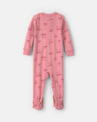 Toddler Girl 1-Piece Bows 100% Cotton Snug Fit Footed Pajama - Pink