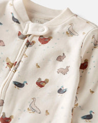 Baby Organic Cotton Sleep & Play Pajamas in Farm Friends