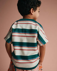 Toddler Dolman Tee in Stripes - Green/Cream