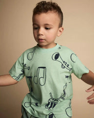 Toddler Relaxed Graphic Tee in Music Print - Green