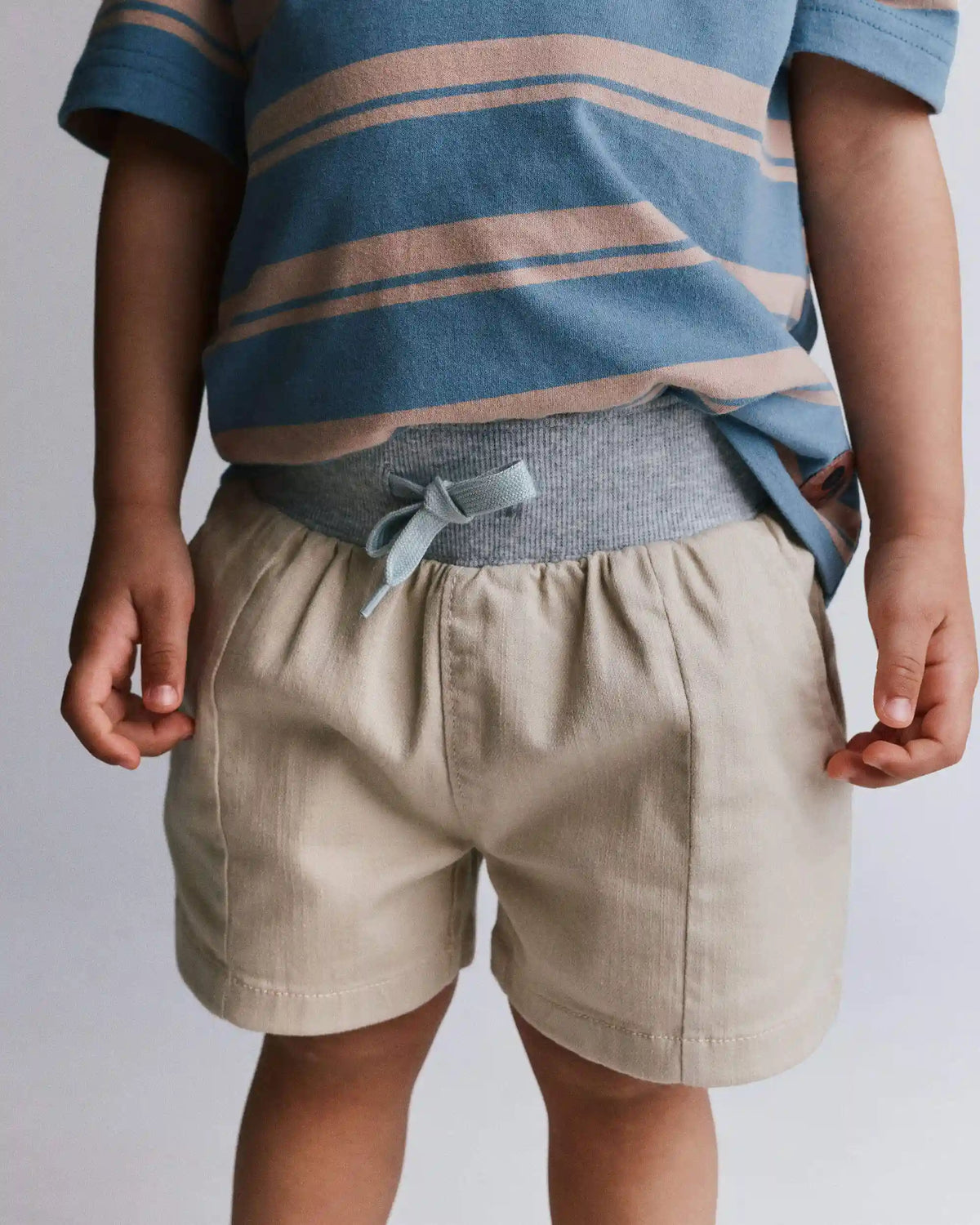 Toddler Boy Long-Line Shorts - Tan