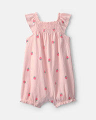 Baby Girl Strawberry Romper - Pink