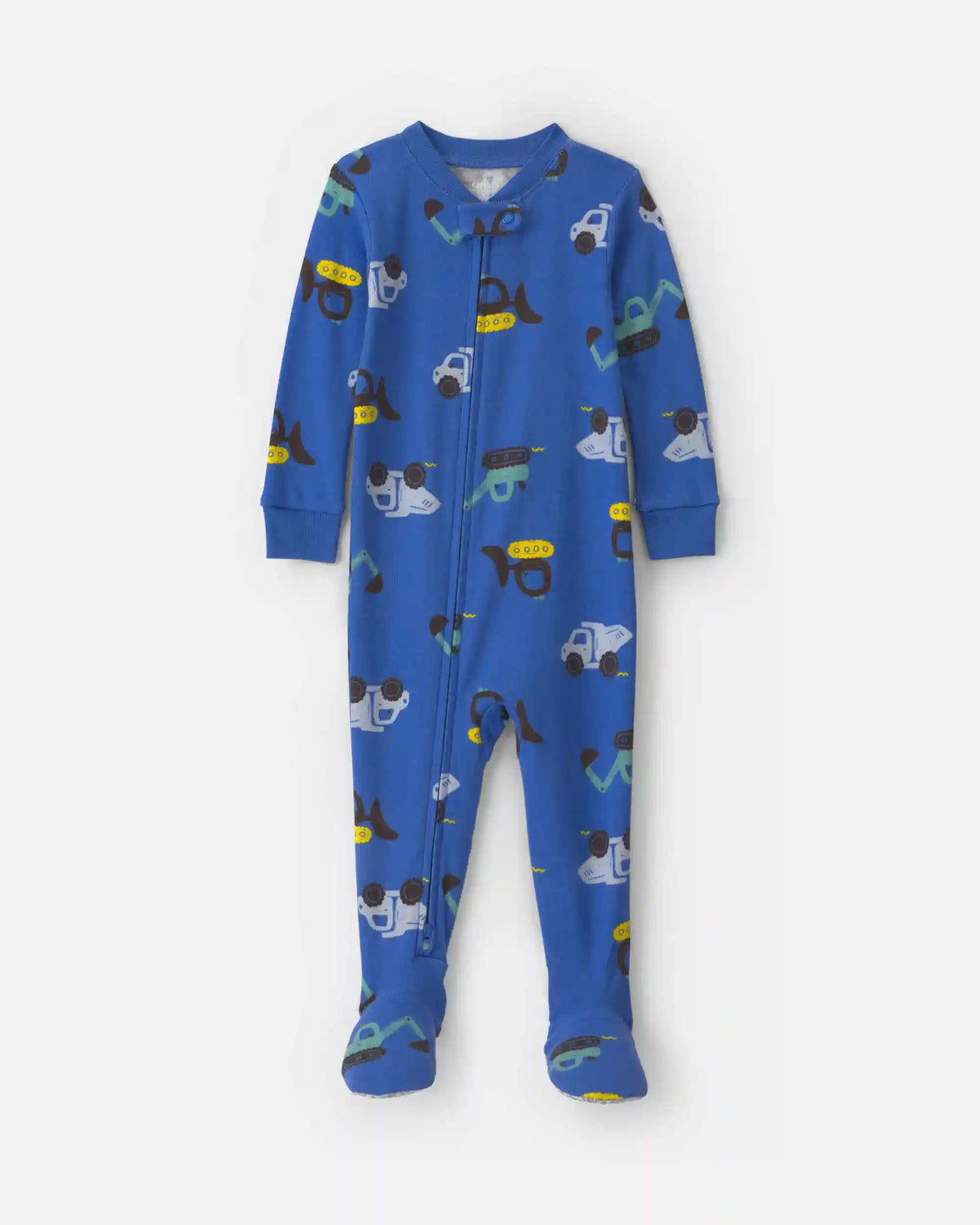 Baby Boy 1-Piece Construction 2-Way Zip 100% Cotton Snug Fit Footed Pajama - Blue