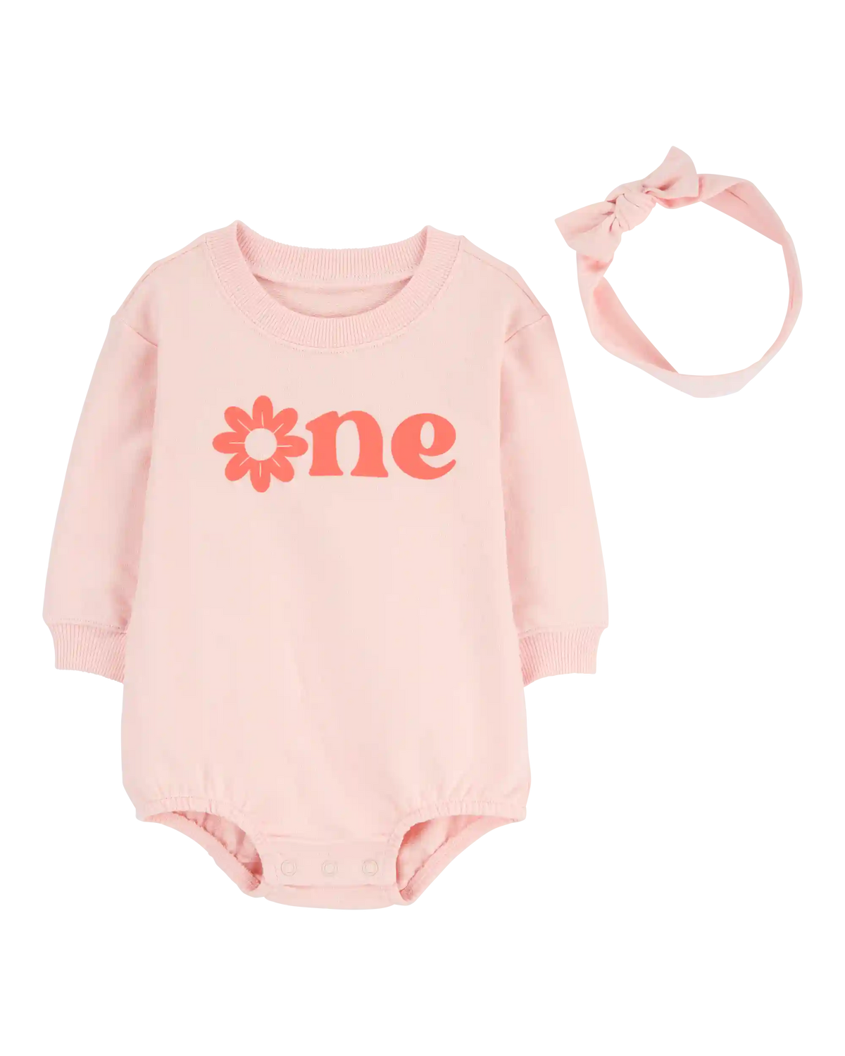 Baby Girl 2-Piece Birthday Bubble & Headwrap Set - Pink