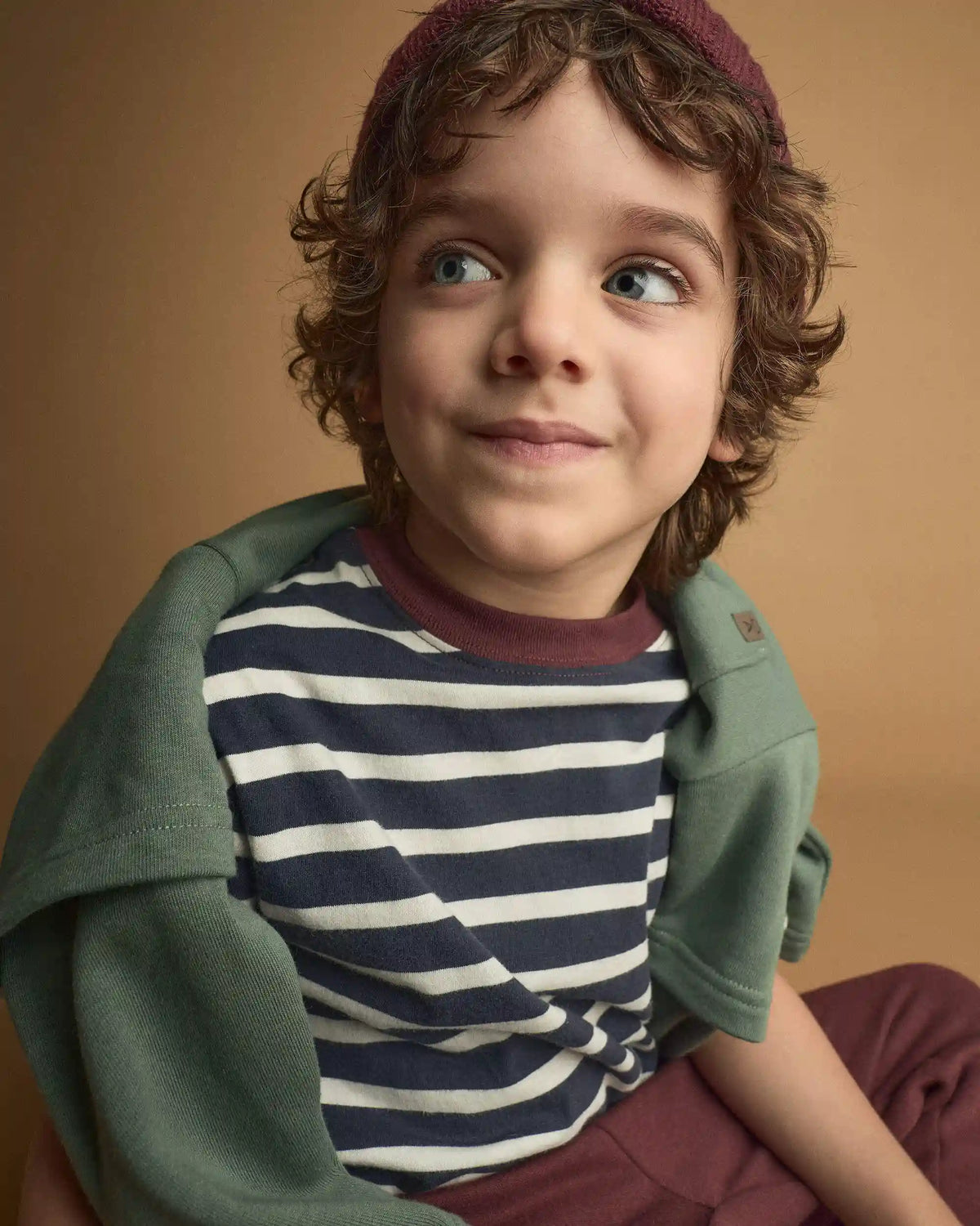 Toddler Relaxed Tee in Stripes - Navy/Burgundy
