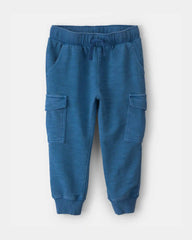 Toddler Boy French Terry  Cargo Knit Joggers - Blue