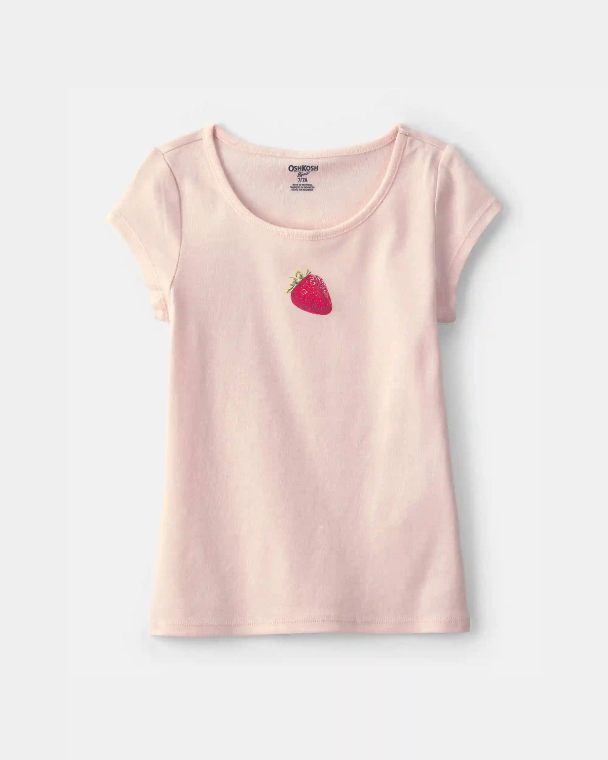 Girls Strawberry Ribbed Tee - Pink