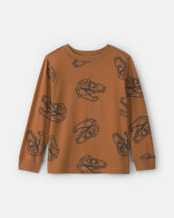 Boys Dinosaur Long-Sleeve T-Shirt - Brown