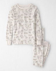 Kids 2-Piece Organic Cotton Ribbed Pajama Set in Pet Print