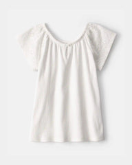 Girls Eyelet Top - White