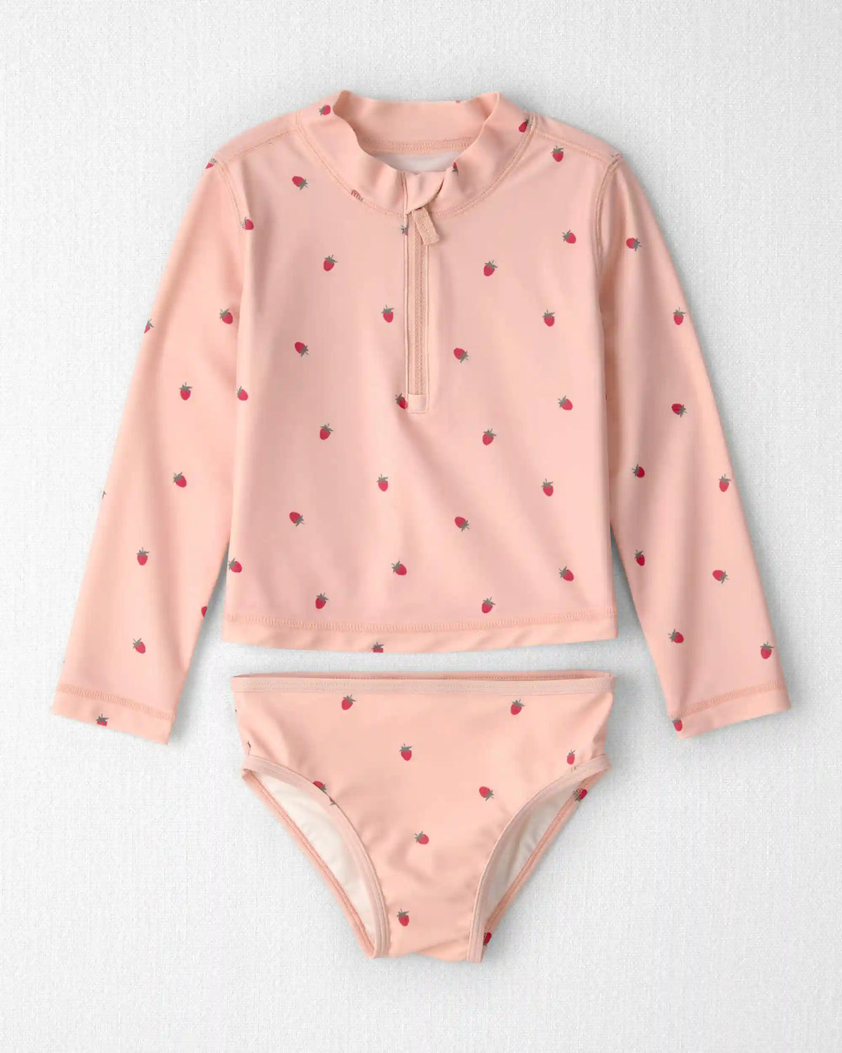 Toddler Girl 2-Piece Recycled Rashguard Swimsuit Set in Strawberry Print