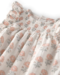 Baby Girl Organic Cotton Gauze Jumpsuit in Rosebud Petal Print