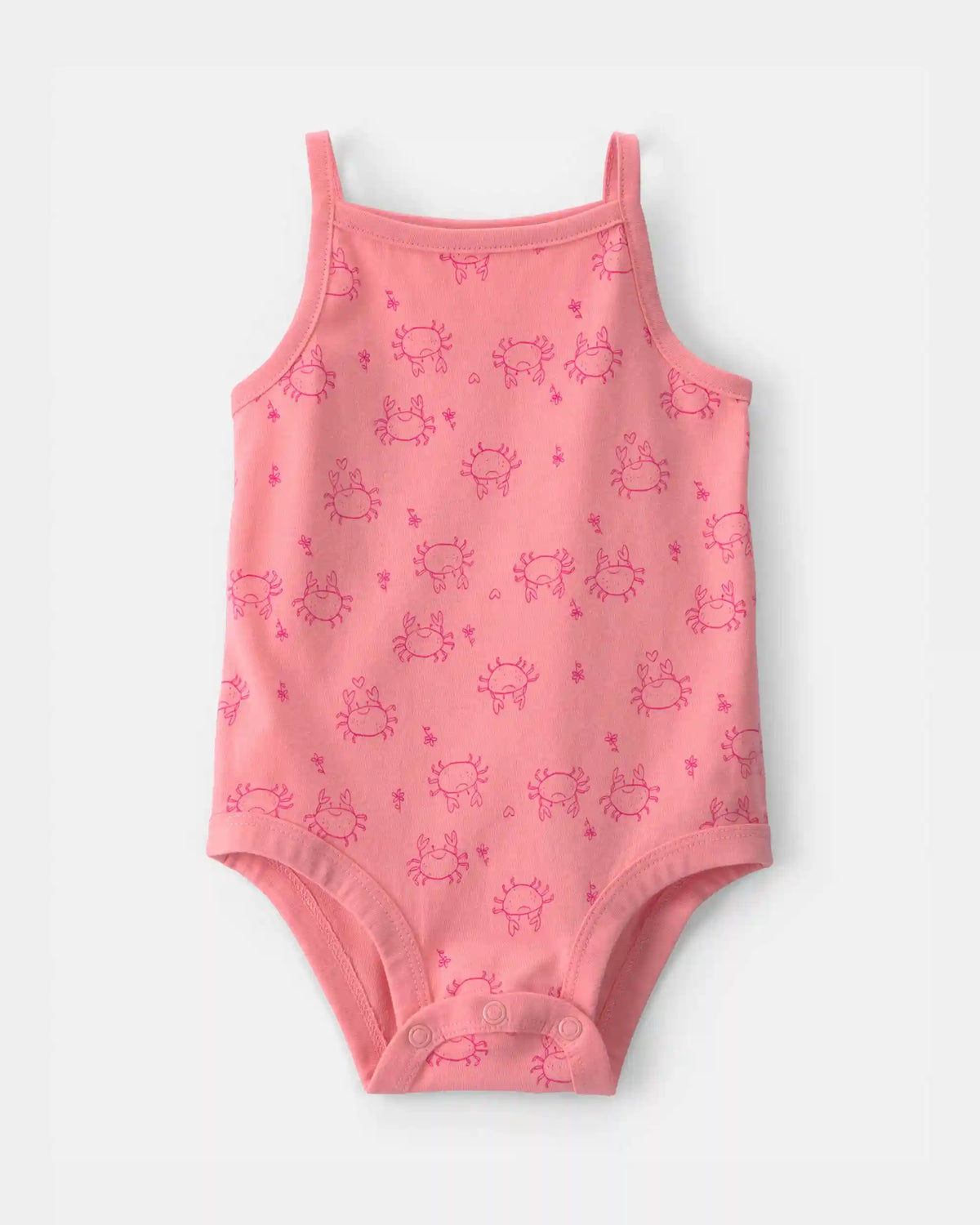Baby Girl Crab Sleeveless Graphic Bodysuit - Coral