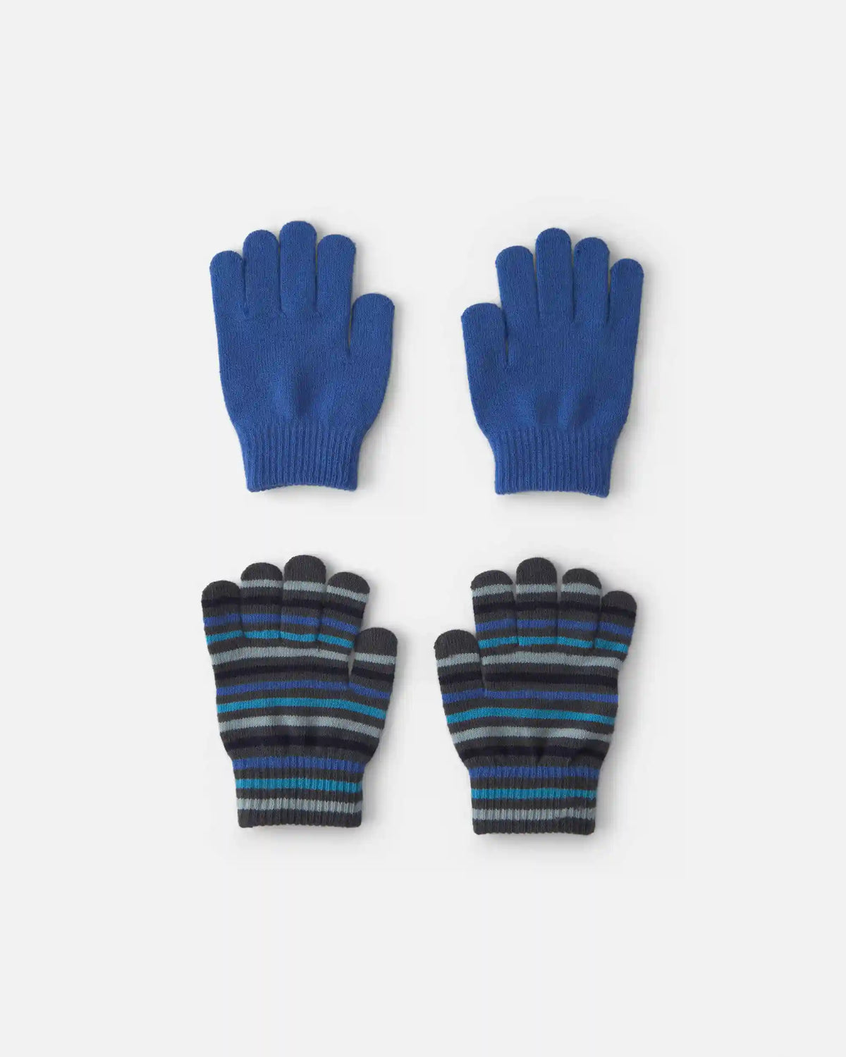 Boys 2-Pack Striped Winter Gloves - Blue