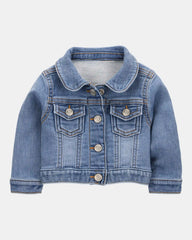 Baby Girl Denim Knit-Like Jacket - Medium Wash