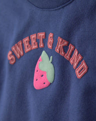 Baby Girl 2-Piece 'Sweet & Kind' Strawberry Sweatshirt & Pant Set - Navy Blue