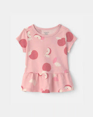 Baby Girl Apple Relaxed Peplum Top - Pink