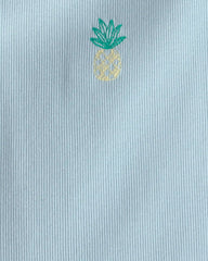 Girls Pineapple Embroidered Tank Top - Blue