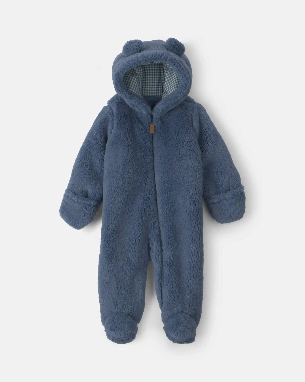 Baby Boy Bear Teddy Fleece Long-Sleeve Jumpsuit - Blue