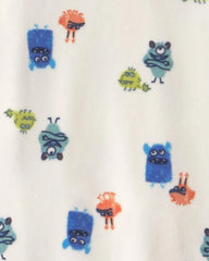 Toddler Boy 1-Piece Monster DreamPlush Snug Fit Footed Pajama - Cream