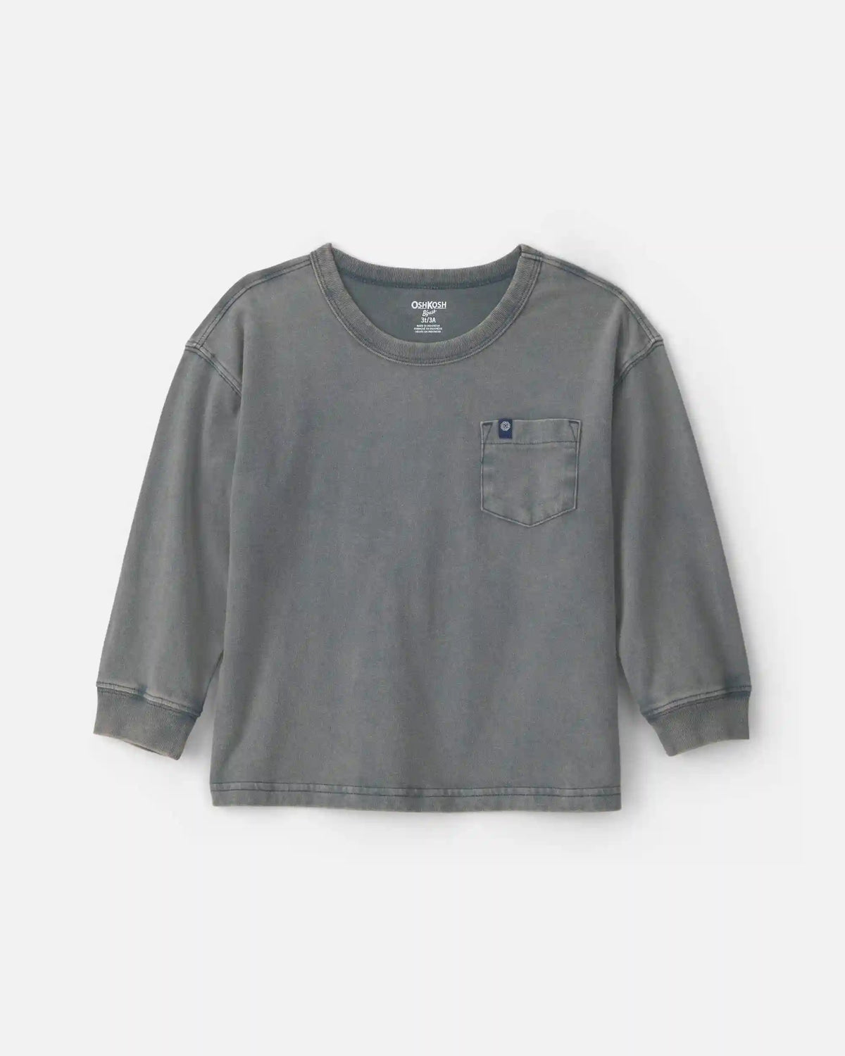 Toddler Boy Mineral Wash Long-Sleeve T-Shirt - Grey