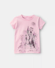 Toddler Girl Disney© Castle Graphic Tee - Pink