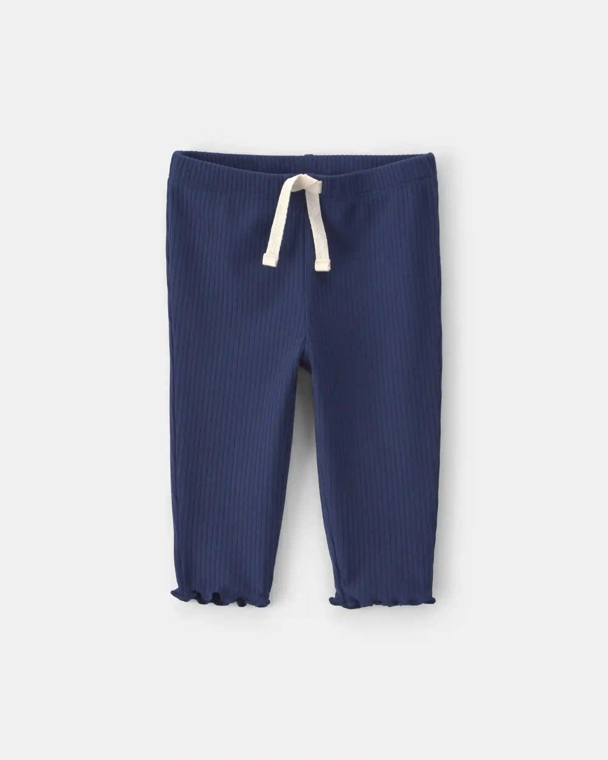 Baby Girl Pull-On Ribbed Leggings - Navy Blue