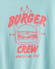 Kids Burger Crew Long-Sleeve Graphic Tee - Blue