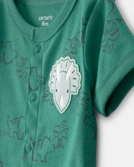 Baby Boy Dinosaur Short-Sleeve Romper - Green