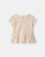 Baby Girl Dot Relaxed Peplum Top - Cream