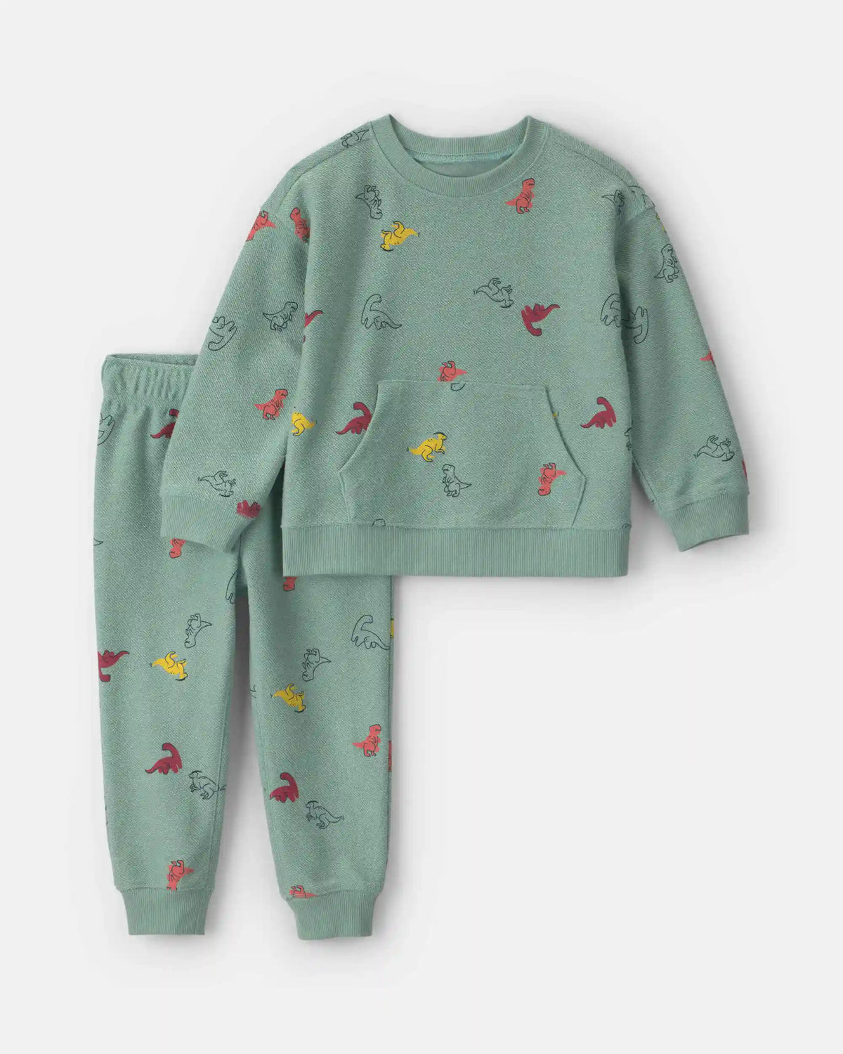 Baby Boy 2-Piece Dinosaur French Terry Sweatshirt & Pant Set - Green