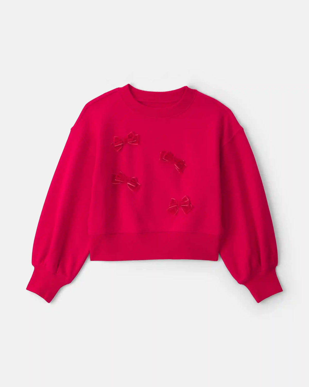 Girls Bow Pullover Sweatshirt - Red