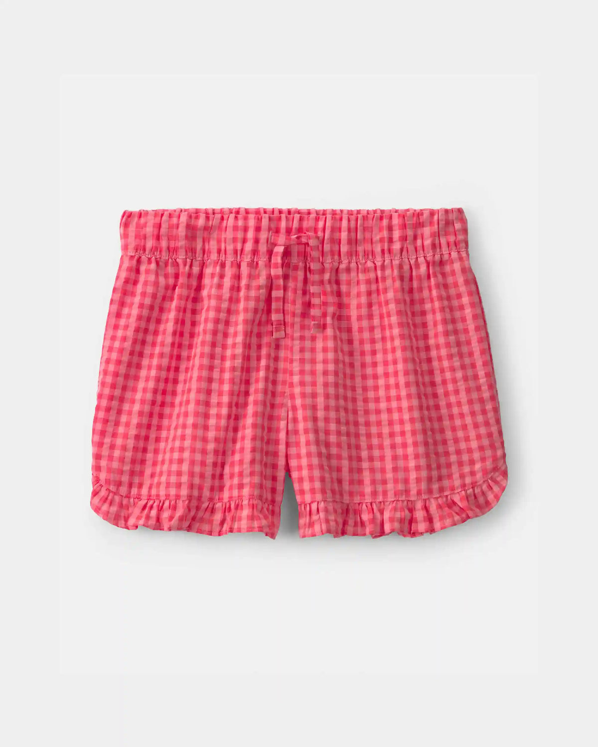Girls Ruffle-Trim Gingham Shorts - Pink