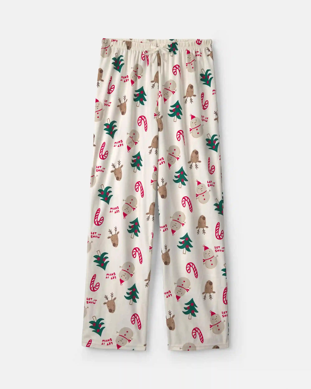 Adult Christmas Icon Fleece Loose Fit Pajama Bottoms - Cream